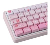 Tsungup MOA Keycaps 130 Keys Cute Sakura Keycap,Cherry Blossom Pink Gradien PBT Custom Keycap Set Dye Sublimation Keyboard caps for Cherry Gateron MX Swithes Mechanical Keyboard