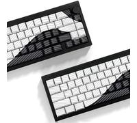 Tsungup PBT Keycaps,White & Black Topographic 128 Keys Shine Through Side Printed Keycaps 75 Percent,Dye-Sub Custom Cool Keycap Set Cherry Profile Key caps for Gateron MX Switches Mechanical Keyboard