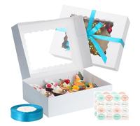 TsunNee 10PCS Pop Up White Cupcake Boxes 12 Hole with Window, Reusable Cardboard Cake Boxes for Cupcake Muffin Treat, Disposable Paper Bakery Boxes Gift Boxes for Home Baker Wedding Birthday Christmas