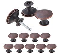 TsunNee 12 Charming Drawer Knobs, Vintage Kitchen Handles, Round Furniture Handles, 30mm Antique Kitchen Cabinets, Red Bronze