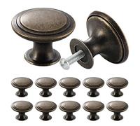 TsunNee 12PCS Vintage Cabinet Knobs Bronze Drawer Knobs, Antique Style Kitchen Cupboard Handles, 30mm Round Furniture Door Knobs