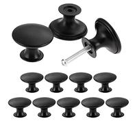 TsunNee 12PCS Vintage Cabinet Knobs, Chic Drawer Handles, Antique Kitchen Cupboard Handles, 30mm Round Furniture Door Knob, Black