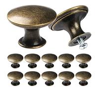 TsunNee 12PCS Vintage Cabinet Knobs, Chic Drawer Handles, Antique Style Kitchen Cupboard Handles, 30mm Round Furniture Door Knob, Bronze