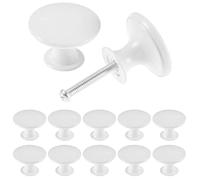 TsunNee 12PCS Vintage Cabinet Knobs, Chic Drawer Knobs, Antique Kitchen Cupboard Handles, 30mm Round Furniture Door Knobs, White