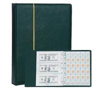 TsunNee 150 Pockets Coin Collection Album with 24 Banknote Pockets - Leather Cover Coin Collection Holder Book, Coin Storage Album Bill Commemorative Money Penny Holders for Collectors