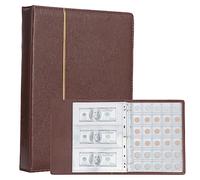 TsunNee 150 Pockets Coin Collection Album with 24 Pockets Banknote - Leather Cover Coin Collection Holder Book, Coin Storage Album Bill Commemorative Money Penny Holders for Collectors