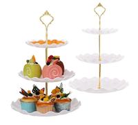 TsunNee 2PCS 3-Tier Cake Stand Cupcake Holder, Dessert Plates Cakes Fruit Cookie Candy Display Tower Serving Platter, Pastry Tiered Serving Tray for Wedding Birthday Baby Shower