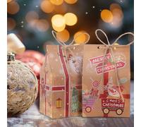 TsunNee 50PCS Christmas Party Gift Boxes, Christmas Kraft Paper Candy Boxes, Xmas Party Favour Bags, Novelty Gift Packaging Decor for Kids Girls Boys Christmas Party Decorations Advent Calendar DIY