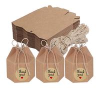 TsunNee 50PCS Kraft Paper Candy Box, Hexagon Sweet Wedding Favour Boxes, DIY Party Gift Box, Creative Paper Treat Boxes