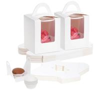 TsunNee 50PCS Single Cupcake Boxes with Cupcake Liners, Individual Cupcake Boxes, Paper Bakery Boxes Treat Boxes for Birthday Wedding Baby Shower Party Favors