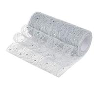 TsunNee 6" x10Yards Sequin Lace Roll Table Runner, Chair Sash, Tutu Material, Lace Bow for Wedding Chair Table Décor, Silver