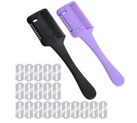 TSUOUKL 22 Pieces Hair Trimmer Comb Thinning Knife, Comb Thinning Hair Cutting Tool, Double Sided Hair Trimmer with 20 Replacement Blades of Hair Adults Children Haircut Home