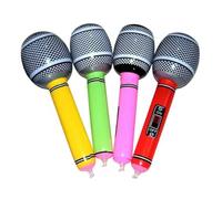 TSUOUKL 4 Inflatable Microphones, Inflatable Musical Instruments for Parties - Microphone, Guitar and Saxophone in Balloons, Ideal for Theme Parties and Birthdays (Random Color)