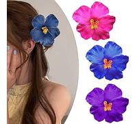 TSUOUKL Pack of 3 Hawaiian Flower Hair Clips for Women, Plumeria Hibiscus Hair Clip, Hair Clips, Artificial Flower Clips for Holiday, Hawaiian Flower Hair Clips