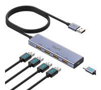 TSUPY USB Hub 10Gbps, USB 3.2 Hub with 4 USB-A Ports, USB 3.2 Splitter with 120cm Long Cable, Aluminum case for MacBook Pro Air iMac, Surface Pro, XPS, PC, Steam Deck, PS4, PS5
