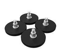 TSUTA 4Pcs Rubber Coated Magnets, 20LBS Neodymium Magnet Base with M6 Threaded Studs and Nuts, Strong Flag Magnet Mount Base with Black Rubber Coating for Light Bar and Add Mirrors