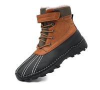 Tsuukuie Men's Waterproof High-Top Hiking Boots, Microfiber Leather Upper, Memory Foam Insole, Anti-Slip Rubber Sole, Available with Mesh or Plush Lining