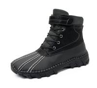 Tsuukuie Men's Waterproof High-Top Hiking Boots, Microfiber Leather Upper, Memory Foam Insole, Anti-Slip Rubber Sole, Available with Mesh or Plush Lining