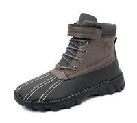 Tsuukuie Men's Waterproof High-Top Hiking Boots, Microfiber Leather Upper, Memory Foam Insole, Anti-Slip Rubber Sole, Available with Mesh or Plush Lining