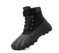 Tsuukuie Men's Waterproof High-Top Hiking Boots, Microfiber Leather Upper, Memory Foam Insole, Anti-Slip Rubber Sole, Available with Mesh or Plush Lining