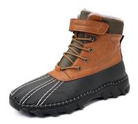 Tsuukuie Men's Waterproof High-Top Hiking Boots, Microfiber Leather Upper, Memory Foam Insole, Anti-Slip Rubber Sole, Available with Mesh or Plush Lining
