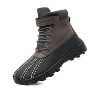 Tsuukuie Men's Waterproof High-Top Hiking Boots, Microfiber Leather Upper, Memory Foam Insole, Anti-Slip Rubber Sole, Available with Mesh or Plush Lining