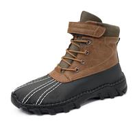 Tsuukuie Men's Waterproof High-Top Hiking Boots, Microfiber Leather Upper, Memory Foam Insole, Anti-Slip Rubber Sole, Available with Mesh or Plush Lining