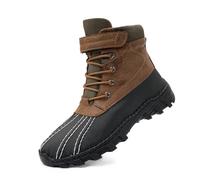 Tsuukuie Men's Waterproof High-Top Hiking Boots, Microfiber Leather Upper, Memory Foam Insole, Anti-Slip Rubber Sole, Available with Mesh or Plush Lining
