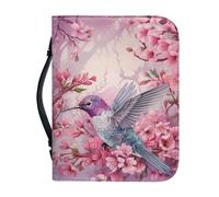 TSVAGA Bible Cover Case PU Leather Book Cover for Women Girls, Large Capacity Scripture Bag Bible Cover Bags, Pink Hummingbird, M