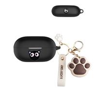TSVSXS Silicone Case Compatible with Beats Solo Buds(2024) with Keychain, Cute Anime Black Cat Protective Cases Wireless Earbuds Cartoon Accessories