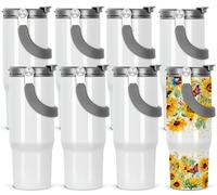 Tswofia 30 Oz Sublimation Tumblers, 4 Pack, Stainless Steel, Insulated, Leakproof, 2-in-1 Lid with Straw, Customizable with Heat Press or Oven