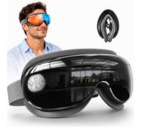 TSWONKS Eye Massager with Heat and Cooling, Black Massaging Eye Mask | Vibration & Compression, Massager For Migraines, Dry Eye Strain Relief, Sleep, FSA-HSA Eligible, Gifts for Women & Men