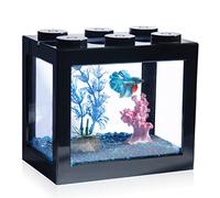 Tsxurepaw Small Betta Fish Tank, Stackable Mini Fish Tank Aquarium Tank Kit, 3/5 Gallon Rectangular Fish Bowl with Aquarium Gravel Decoration, Tiny Cube Tank for Seaweed Balls Sea Monkeys