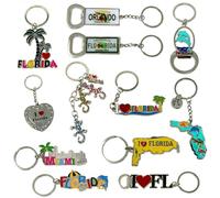 TSY TOOL 12 Pack of Florida State Keychain Metal Ring, Includes Palm Tree, Gecko, Dolphin, Orlando License Plate, 3 Bottle Openers, Miami Souvenirs bulk Collection Bundle, Multi, Regular Size, Multi,