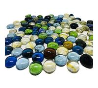 TSY TOOL 3 Lb (Approx 300 count) 3 Bags Mixed Color Glass Gems Pebbles Stones Flat Marbles for Vase Accents and Crafting
