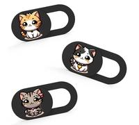 Tsyfro Laptop Camera Cover Slide [3-Pack], Cheap Ultra-Thin 0.03 Inch Webcam Cover for iPhone iPad MacBook iMac Camera Blocker Slider Great for Privacy (Cats WebCamCover - 3 Pack)