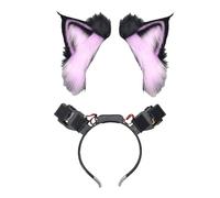 Tsynapter Anime Cosplay Props Wolf Hair Hoop Furry Dynamic Ear for Halloween Headband Furry Kitten Animal Carnivals Weight Detecting Ear Headband