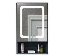 TSYORHSC Bathroom Mirror Cabinet With Light Smart Mirror With Touch Screen Space Aluminum Wall-mounted Storage Cabinet Defogging (Color : Blue, Size : 40x65cm)