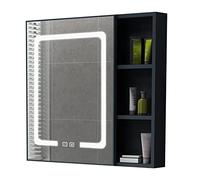 TSYORHSC Bathroom Mirror Cabinet With Light Smart Mirror With Touch Screen Space Aluminum Wall-mounted Storage Cabinet Defogging (Color : Blue, Size : 75x65cm)