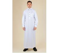 Men's Thobe Saudi Emirati Jubba Islamic Clothing Muslim Kaftan Eid Robe Shirt Collar - White 56