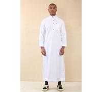 Men's Thobe Saudi Emirati Jubba Islamic Clothing Muslim Kaftan Eid Robe Arab Nehru High Collar - White 54