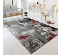 TT Home Area Rugs Livingroom Short Pile Large Rug Bedroom Modern Abstract Pattern Colourful, colour:Grey-Red, Size:160x230 cm