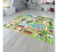 TT Home Children carpet, play carpet for children's rooms, zoo with tiger, bear, lion, colourful, Size:120x160 cm