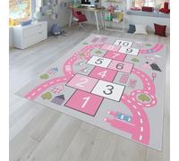 TT Home Children's Rug, Play Rug For Child's Room Road Motif, Hopscotch, Pink, Size:160x220 cm