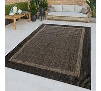 TT Home Flat-Weave Indoor & Outdoor Rug Oriental Pattern Edging Anthracite Trend, Size:120x160 cm