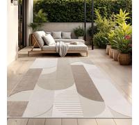 TT Home Indoor & Outdoor Rug Weatherproof Balcony Bedroom Boho Scandi Motif Unicoloured Geometric Look Modern Style, Size:200x290 cm, Colour:Beige