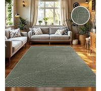 TT Home Indoor & Outdoor Rug Weatherproof Balcony Bedroom Boho Scandi Motif Unicoloured Geometric Look Modern Style, Size:160x230 cm, Colour:Green 3