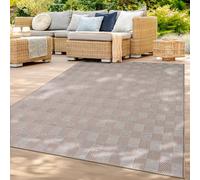 TT Home Indoor & Outdoor Rug Weatherproof Terrace Balcony Dining Room Geometric Look Boho Scandi Pattern Unicoloured Modern, colour:Beige White Cream, Size:80x150 cm