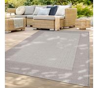 TT Home Indoor & Outdoor Rug Weatherproof Terrace Balcony Dining Room Modern Boho Design Scandinavian With Border Unicolour, colour:Beige Cream, Size:60x100 cm