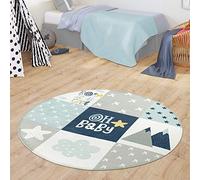 TT Home Kids Rug Children's Rug Play Mat Baby Mat Tepee Design With Star Pattern, colour:blue, Size:150 cm round